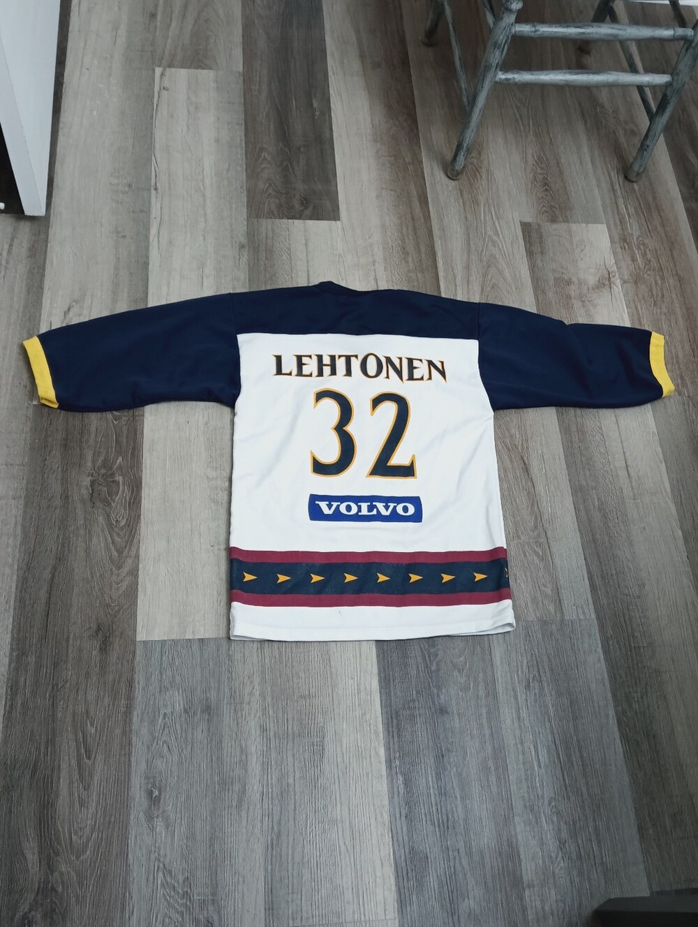 Lehtonen #32 Hockey Jersey - White and Navy